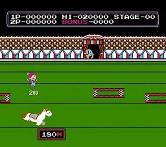 Cena da quarta fase de Circus Charlie para o Nintendo Famicom