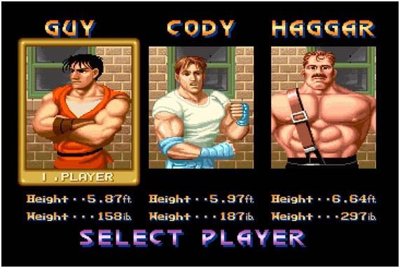 Seleção de personagens de Final Fight