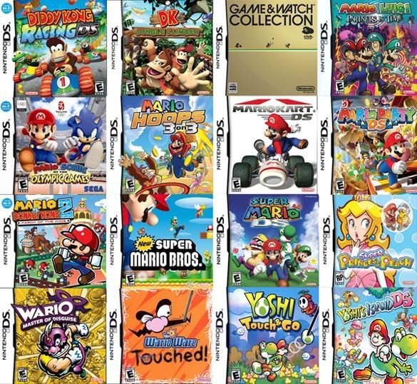 Alguns títulos do Mario para Nintendo DS